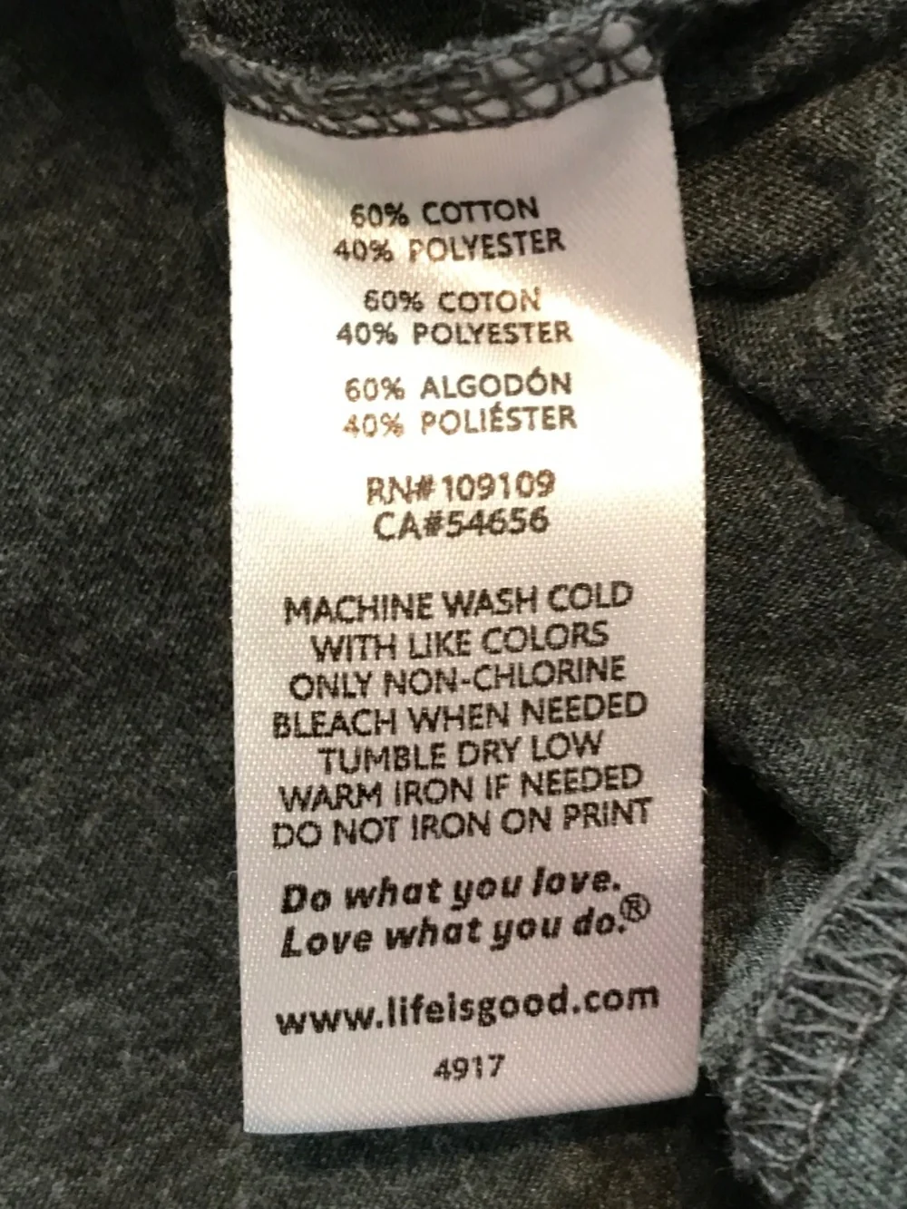 Life is Good “Go to the Gym” gray printed short sleeve crewneck tee shirt (3XL)